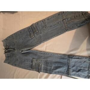 Women's s Denim Cargo Pants with Multiple Pockets